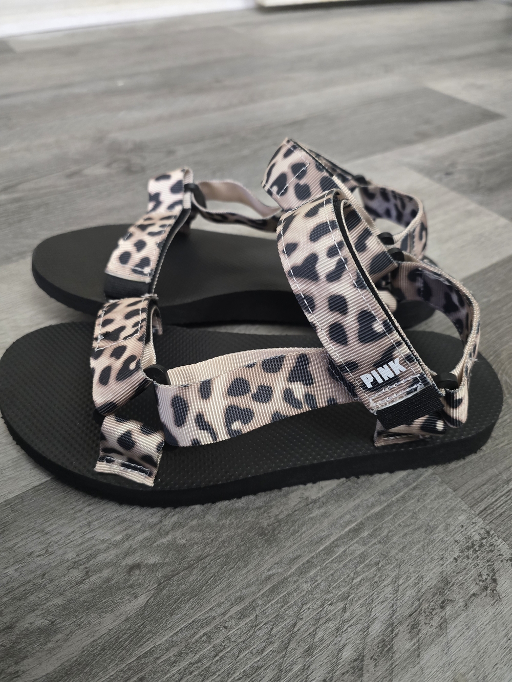 PINK Victoria's Secret Leopard Print Strappy Sandal - Women's Beige/Black